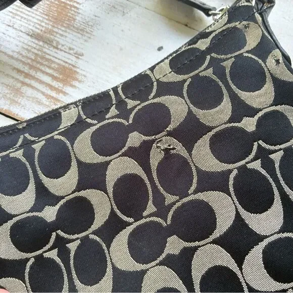 COACH black Penelope shoulder bag, Y2K canvas monogram logo purse F19232 casual - Picture 4 of 16